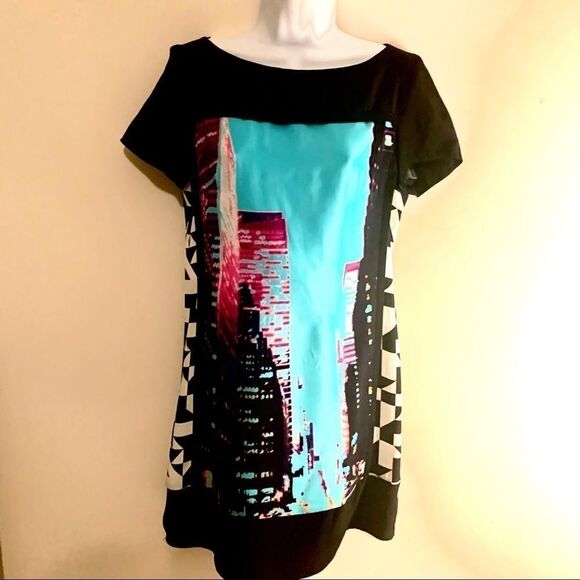 Alice & Trixie Silk Cityscape Shift Dress - Picture 2 of 8